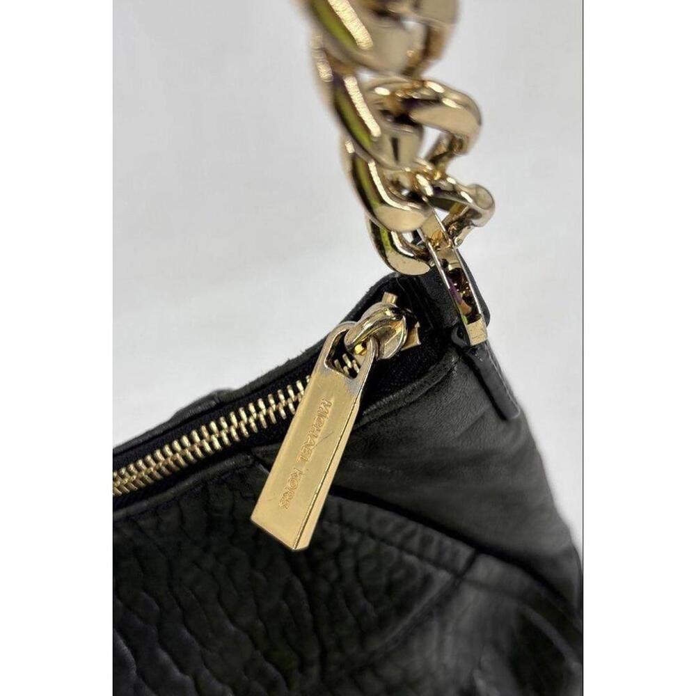Michael Kors Black Pebbled Leather Gold Studded Shoulder Handbag Purse - Picture 5 of 11